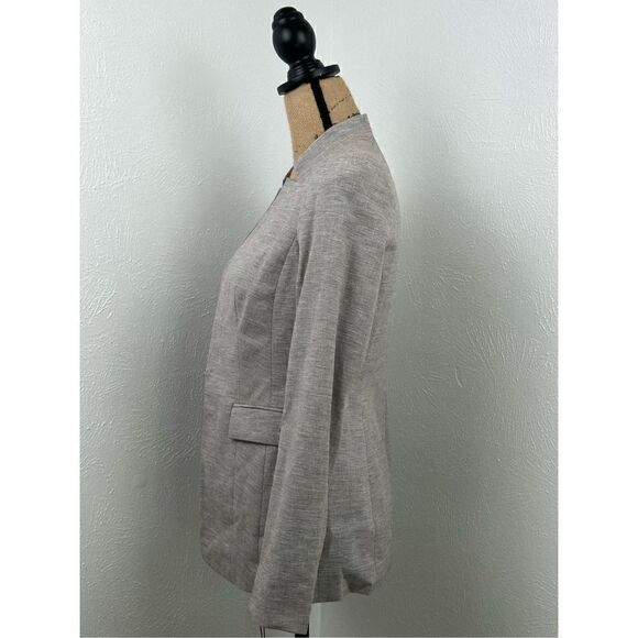 Calvin Klein Women’s Petite Linen Blend-Blazer Otter/White Size 2P - Picture 2 of 14
